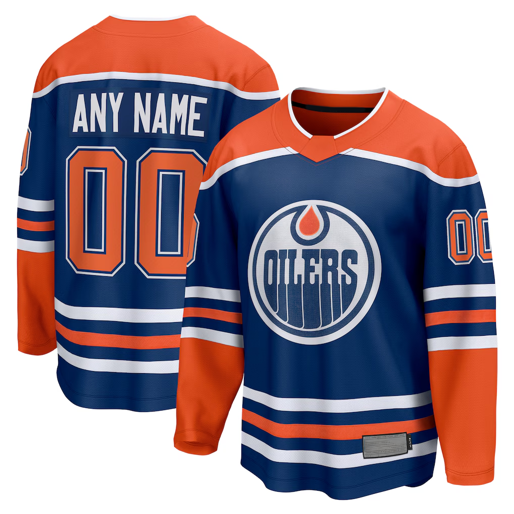 STECN Custom E.Oilers Royal Home Breakaway Jerseys