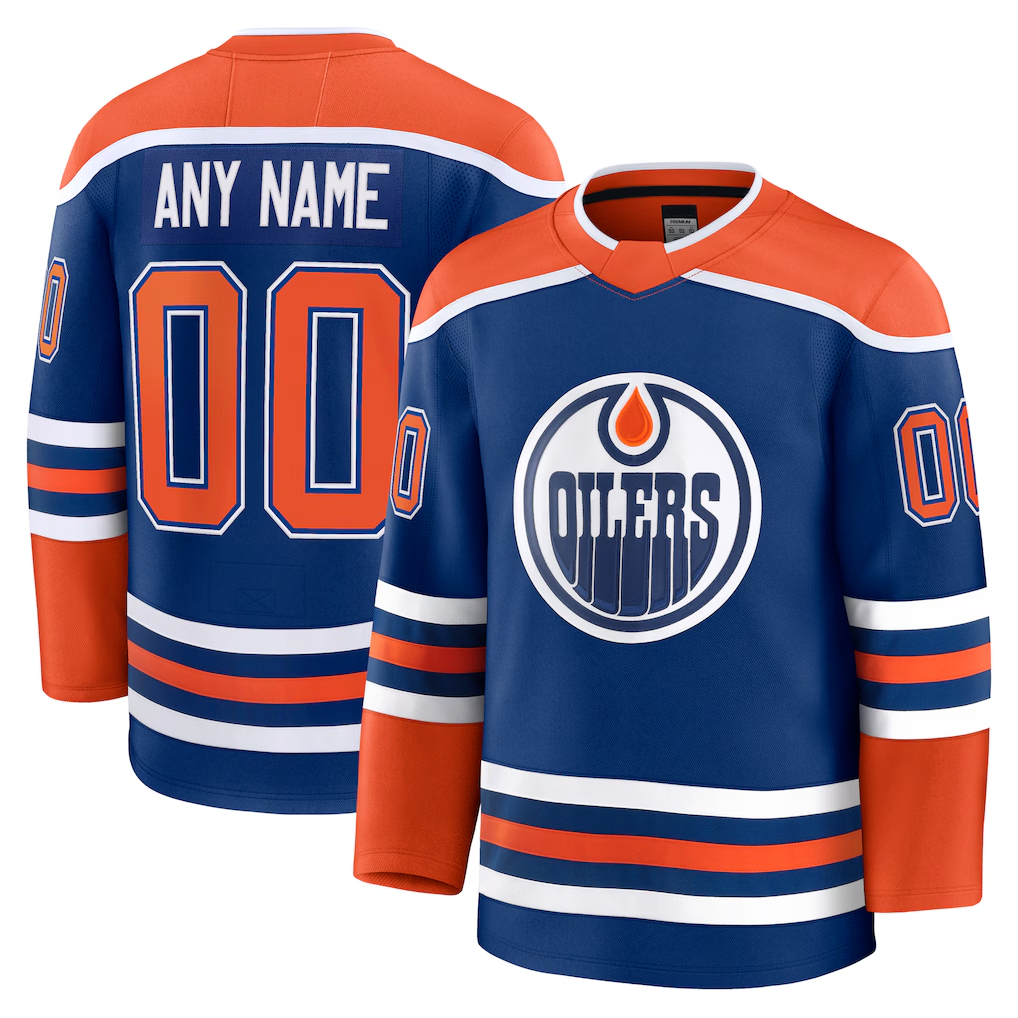 STECN Custom E.Oilers Royal Home Premium Jerseys