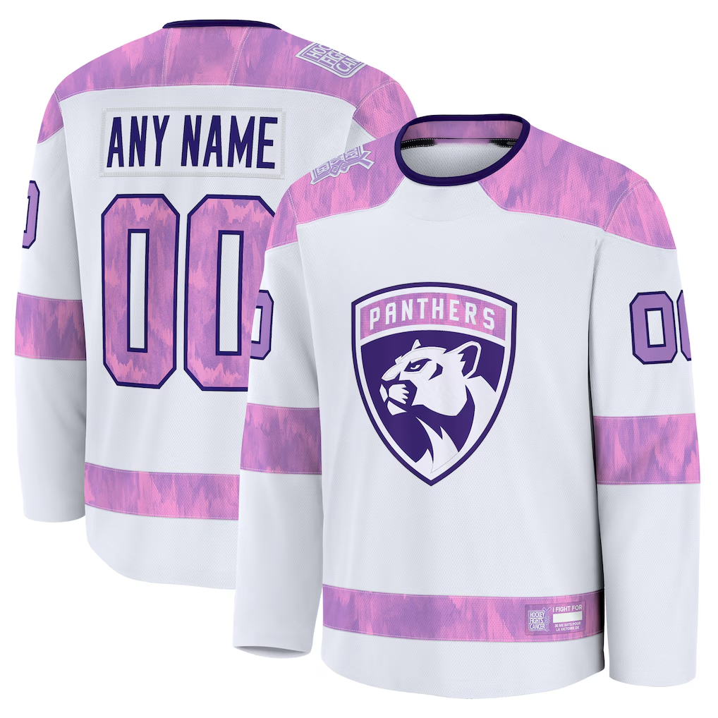 STECN Custom F.Panthers White 2024 Hockey Fights Cancer Practice Jerseys