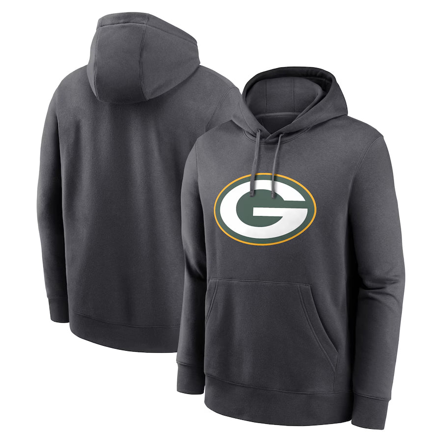 STECN Custom GB.Packers Anthracite Pullover Hoodie Game Stitched Jerseys