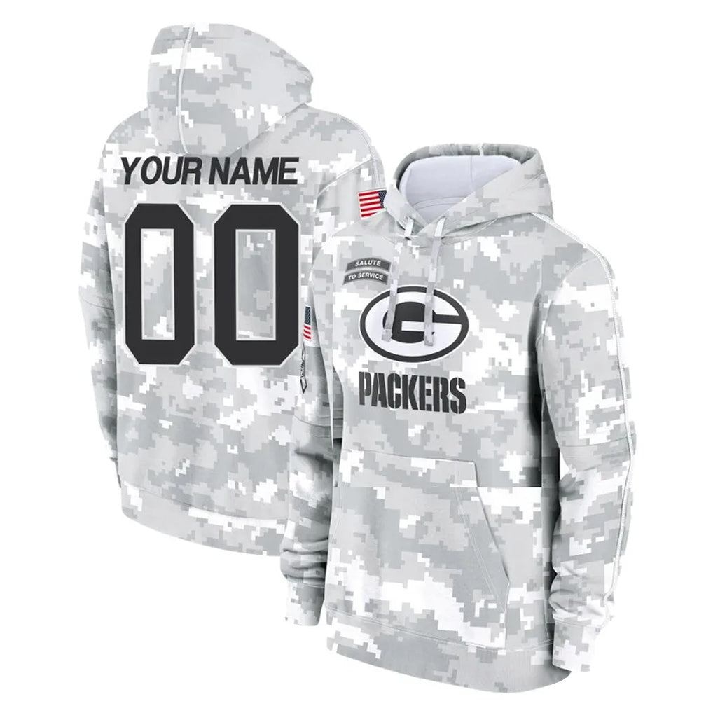 STECN Custom GB.Packers Arctic Camo Salute to Service Hoodies Limited Game Any Name & Numbers Stitched Jerseys