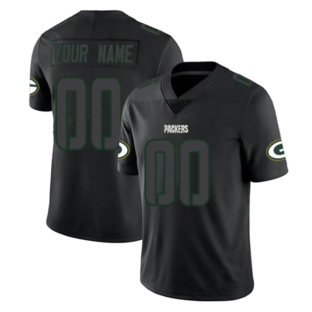 STECN Custom GB.Packers Black Impact Limited Home Game Any Name & Numbers Stitched Jerseys