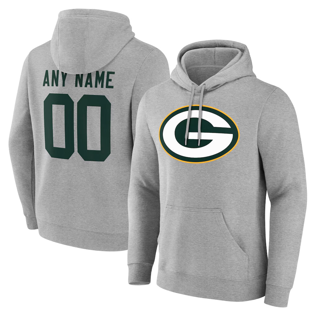 STECN Custom GB.Packers Gray Circuit Logo Pullover Hoodies Limited Game Any Name & Numbers Stitched Jerseys