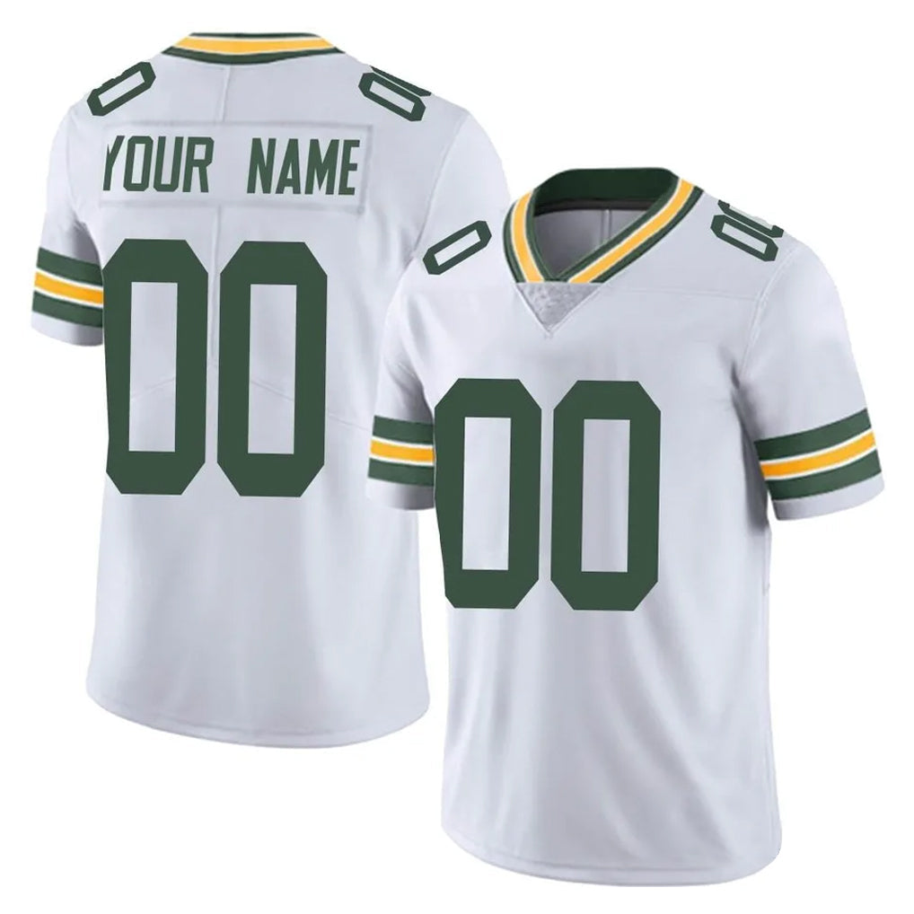 STECN Custom GB.Packers White Vapor Untouchable Limited Home Game Any Name & Numbers Stitched Jerseys