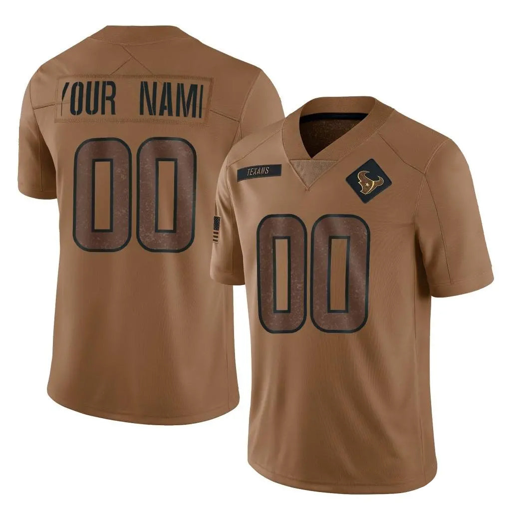 STECN Custom H.Texans Brown Salute To Service Limited Any Name & Numbers Stitched Jerseys