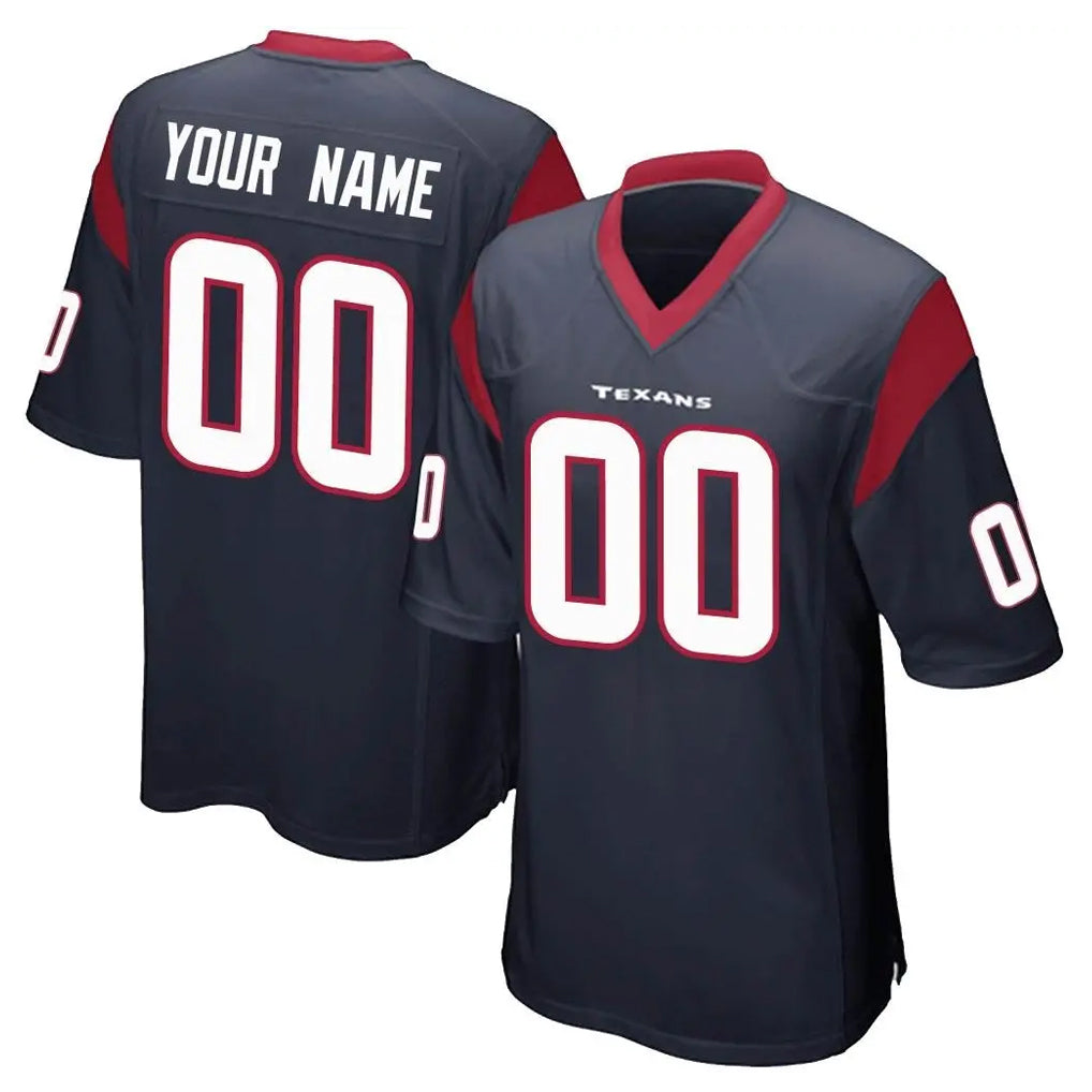 STECN Custom H.Texans Navy Home Game Any Name & Numbers Stitched Jerseys