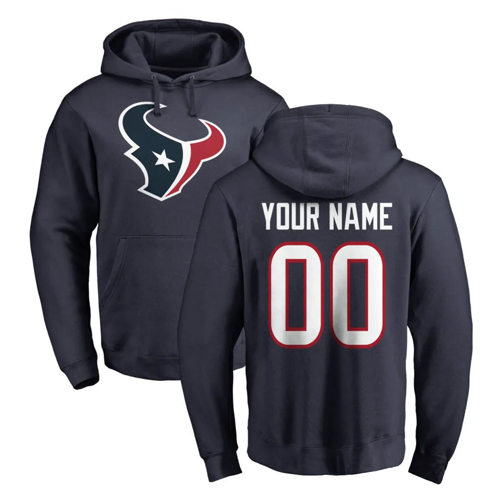 STECN Custom H.Texans Navy Pro Line Pullover Hoodie Limited Game Any Name & Numbers Stitched Jerseys