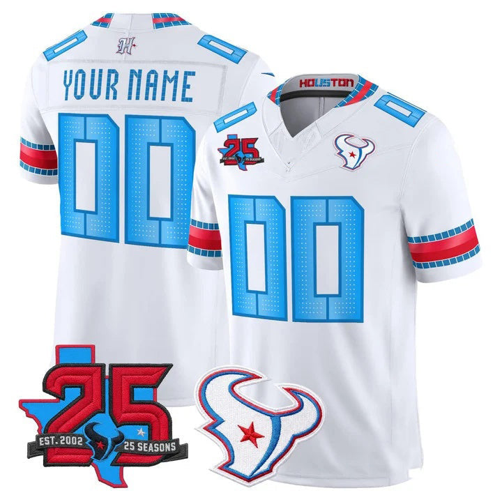 STECN Custom H.Texans White Rivalries Jersey - All Stitched