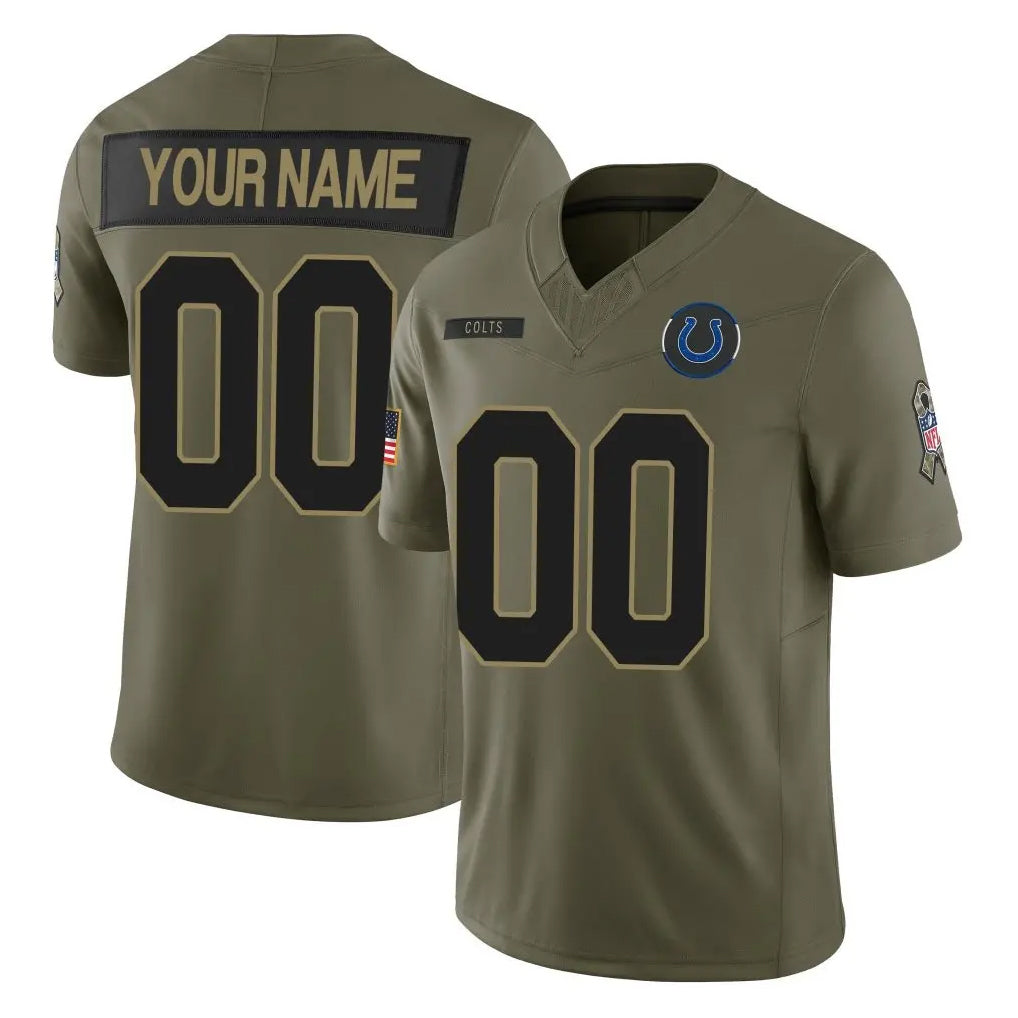 STECN Custom IN.Colts Olive 2025 Salute To Service Limited Game Any Name & Numbers Stitched Jerseys