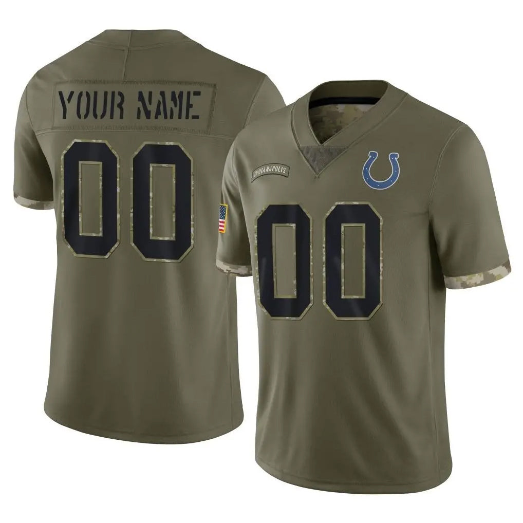 STECN Custom IN.Colts Olive Salute To Service Limited Any Name & Numbers Stitched Jerseys