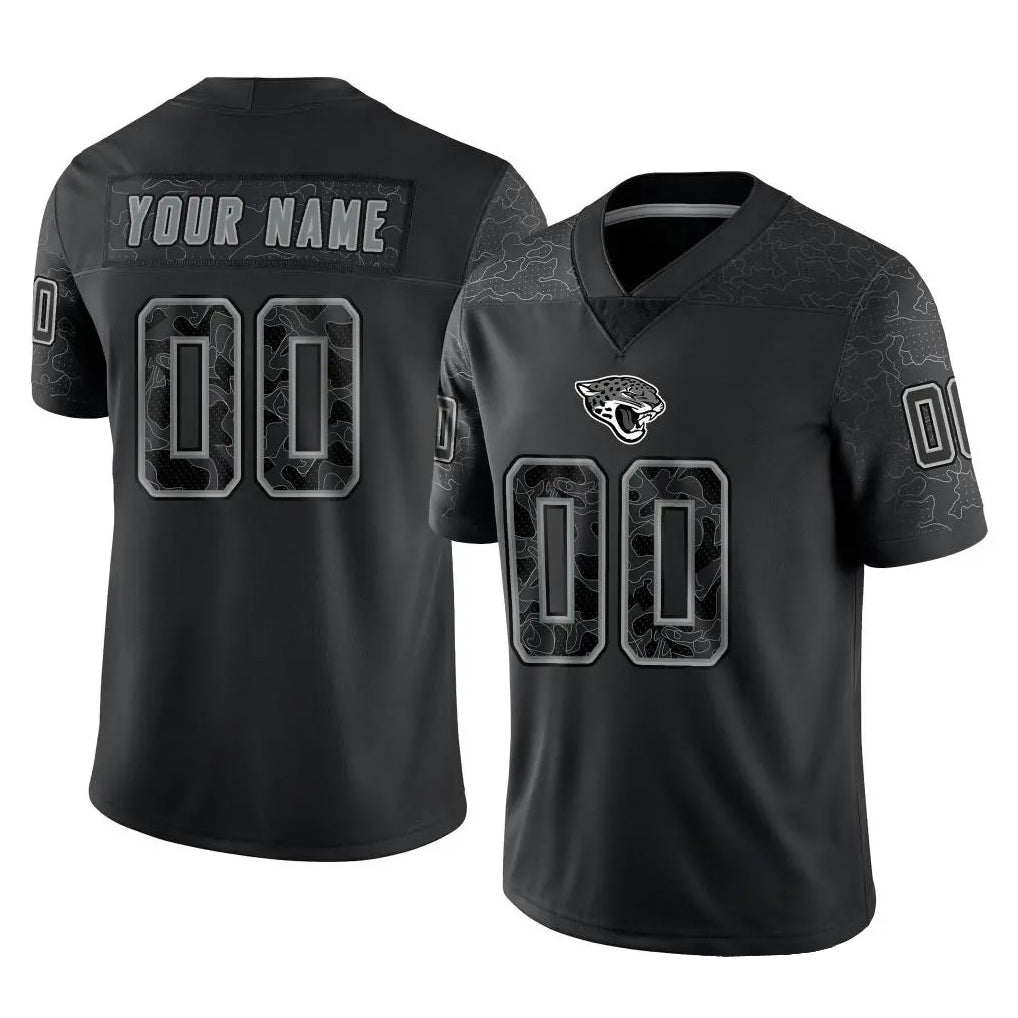 STECN Custom J.Jaguars Black Reflective Limited Game Any Name & Numbers Stitched Jerseys