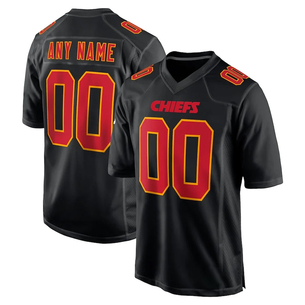 STECN Custom KC.Chiefs Black Fashion Home Game Any Name & Numbers Stitched Jerseys
