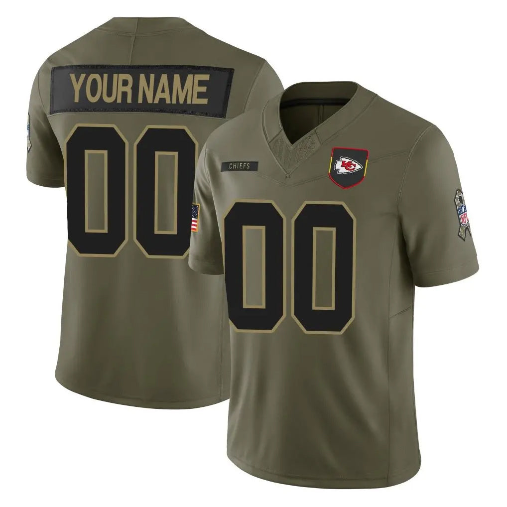 STECN Custom KC.Chiefs Olive 2025 Salute To Service Limited Game Any Name & Numbers Stitched Jerseys