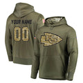STECN Custom KC.Chiefs Olive Salute to Service Pullover Hoodies Home Game Any Name & Numbers Stitched Jerseys