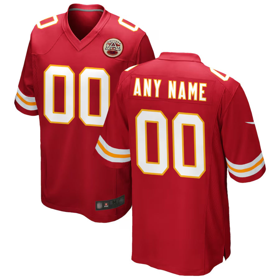 STECN Custom KC.Chiefs Red Replica Game Stitched Jerseys