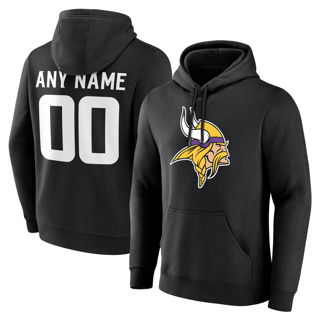 STECN Custom MN.Vikings Black LOGO Pullover Hoodies Limited Any Name & Numbers Stitched Jerseys