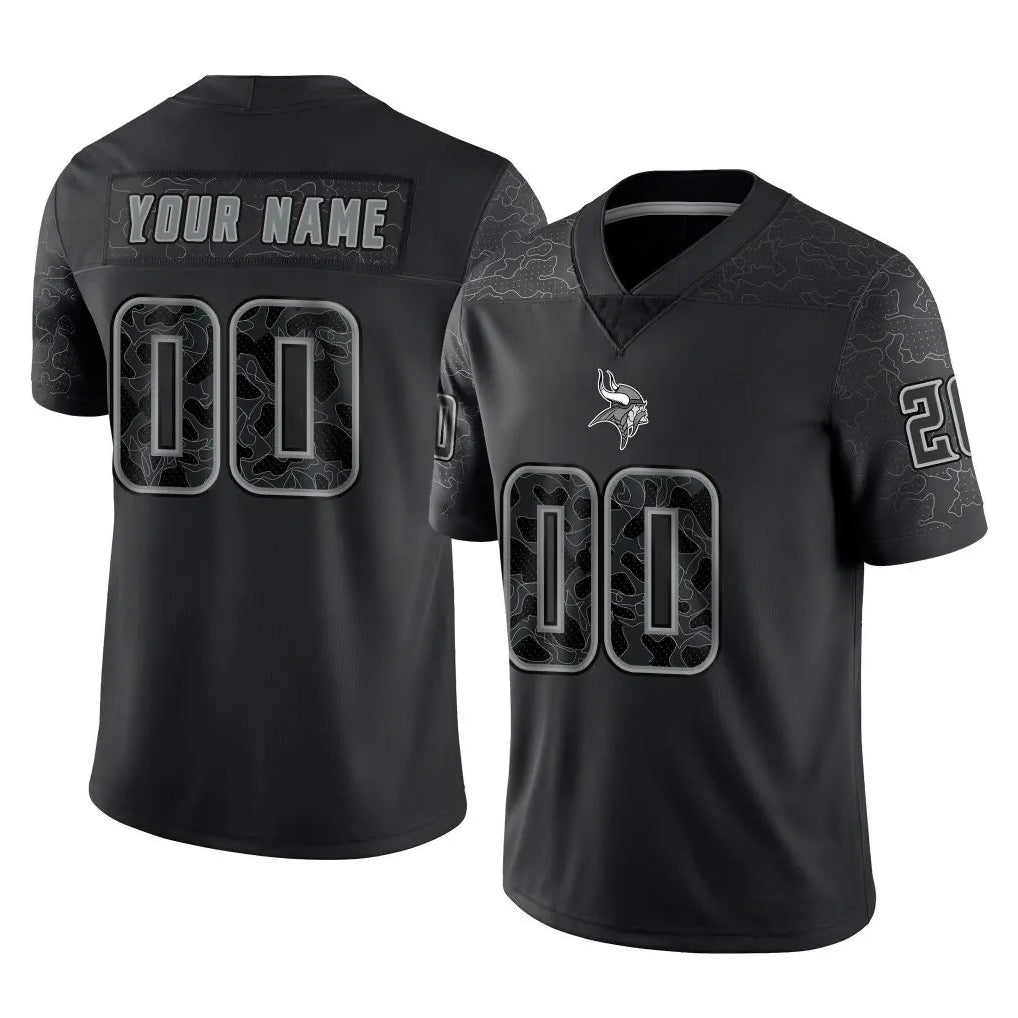 STECN Custom MN.Vikings Black Limited Reflective Home Game Any Name & Numbers Stitched Jerseys