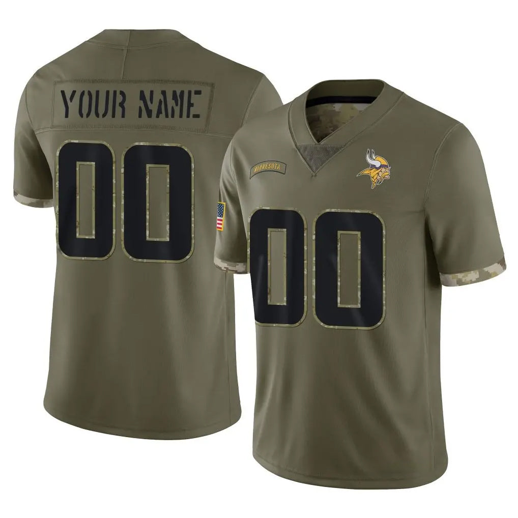 STECN Custom MN.Vikings Olive Salute To Service Limited Any Name & Numbers Stitched Jerseys