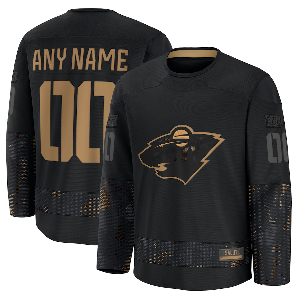 STECN Custom M.Wild Black 2024 Military Appreciation Practice Jerseys