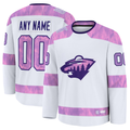STECN Custom M.Wild White 2024 Hockey Fights Cancer Practice Jerseys