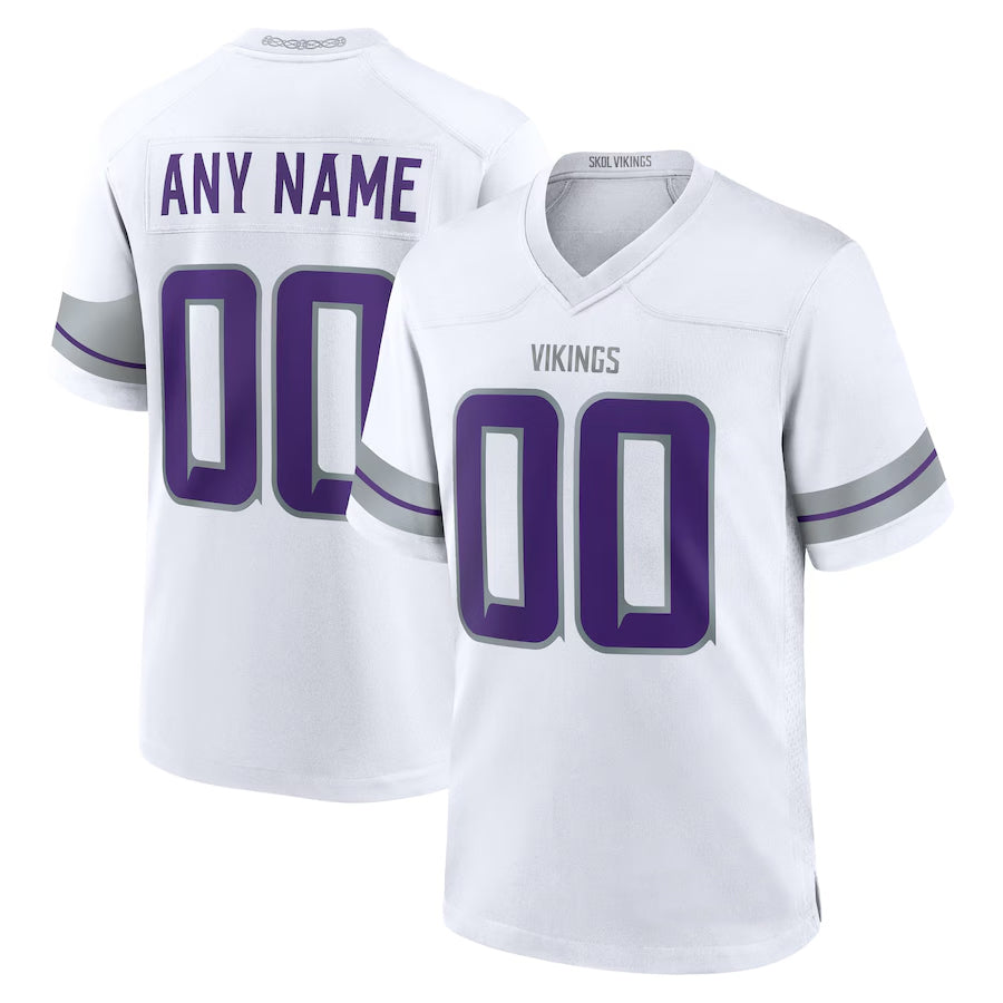 STECN Custom MN.Vikings White Alternate Game Stitched Jerseys