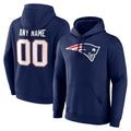 STECN Custom NE.Patriots Navy LOGO Pullover Hoodies Home Game Any Name & Numbers Stitched Jerseys