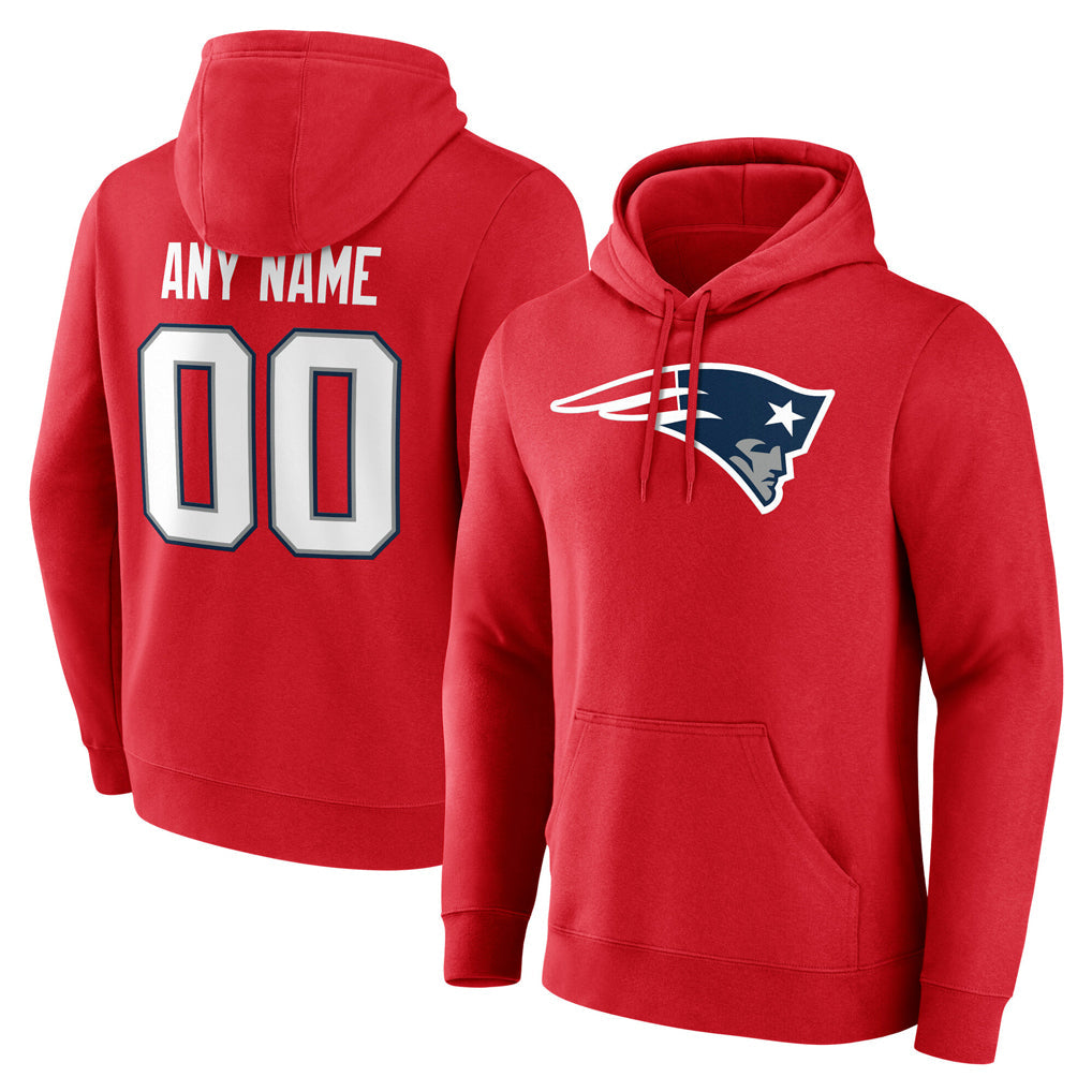 STECN Custom NE.Patriots Red LOGO Pullover Hoodies Home Game Any Name & Numbers Stitched Jerseys
