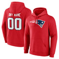 STECN Custom NE.Patriots Red LOGO Pullover Hoodies Home Game Any Name & Numbers Stitched Jerseys