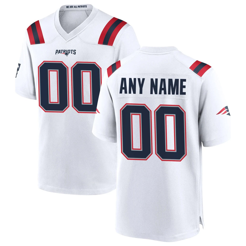 STECN Custom NE.Patriots White Home Game Any Name & Numbers Stitched Jerseys