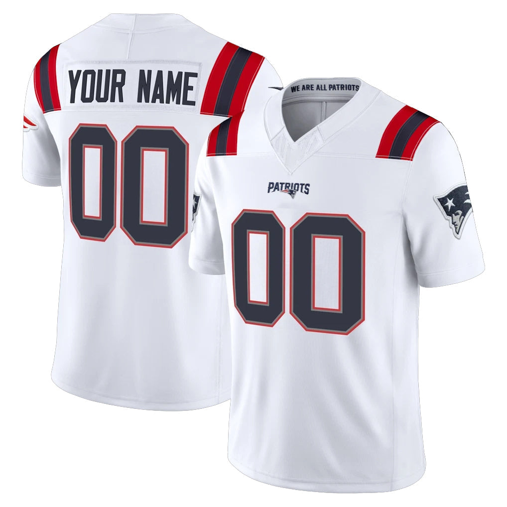 STECN Custom NE.Patriots White Limited Vapor F.U.S.E. Home Game Any Name & Numbers Stitched Jerseys