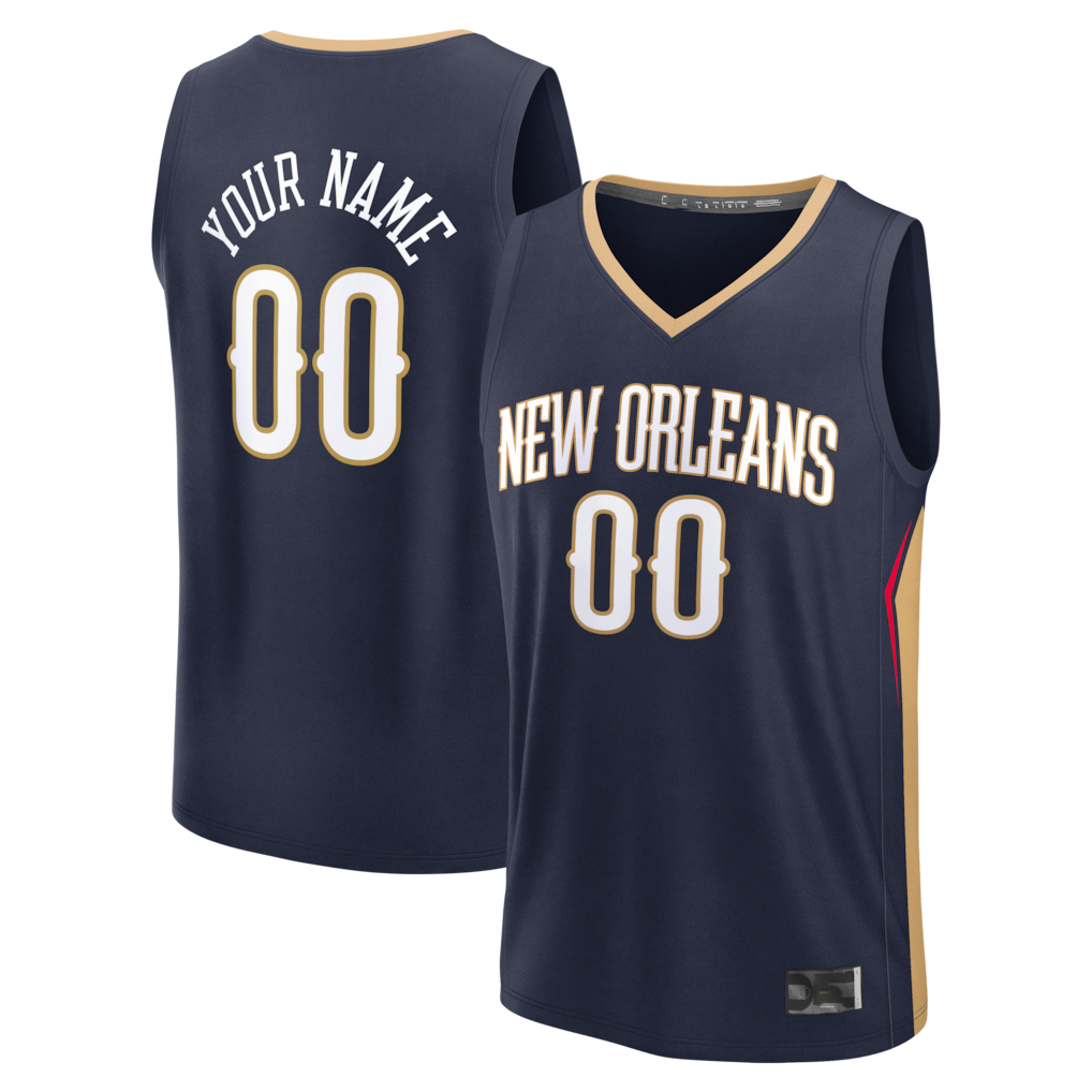 STECN Custom NO.Pelicans Navy Fast Break Stitched Jerseys- Icon Edition