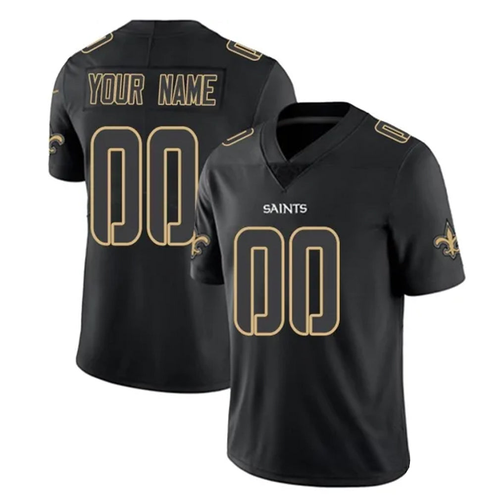 STECN Custom NO.Saints Black Impact Limited Home Game Any Name & Numbers Stitched Jerseys