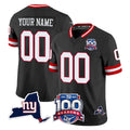 STECN Custom NY.Giants Black 100th Season & State Patch Vapor Limited Home Game Any Name & Numbers Stitched Jerseys