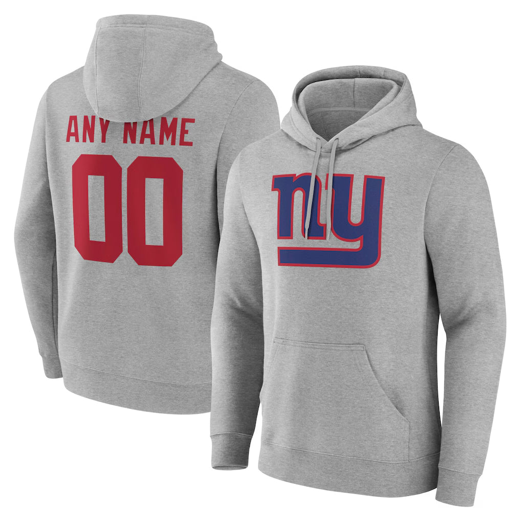 STECN Custom NY.Giants Gray Pullover Hoodies Limited Game Any Name & Numbers Stitched Jerseys