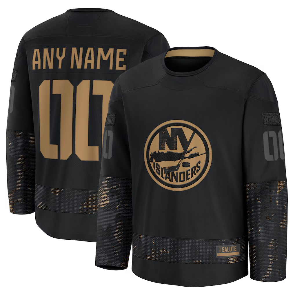 STECN Custom NY.Islanders Black 2024 Military Appreciation Practice Jerseys