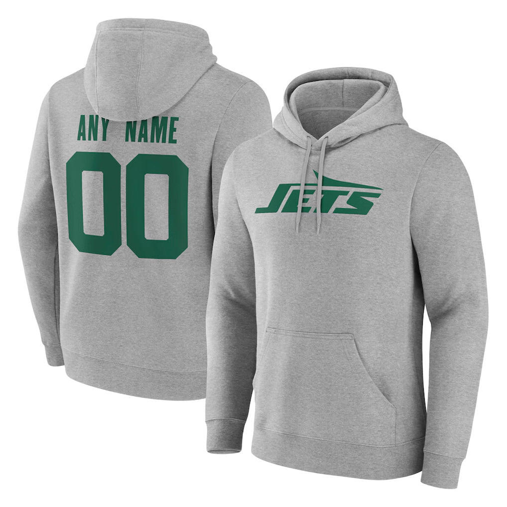STECN Custom NY.Jets Gray LOGO Pullover Hoodies Limited Game Any Name & Numbers Stitched Jerseys