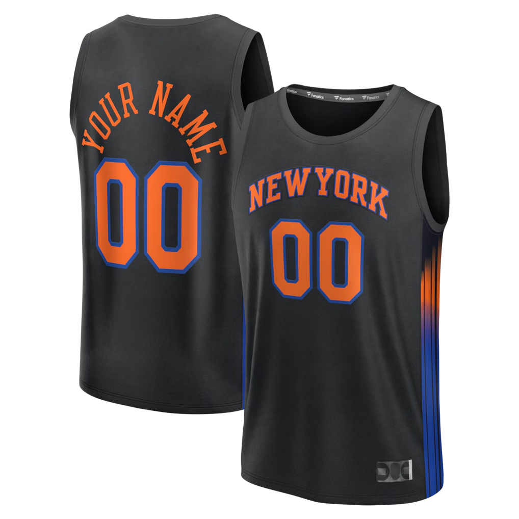STECN Custom NY.Knicks  Black Fast Break Jerseys - Icon Edition