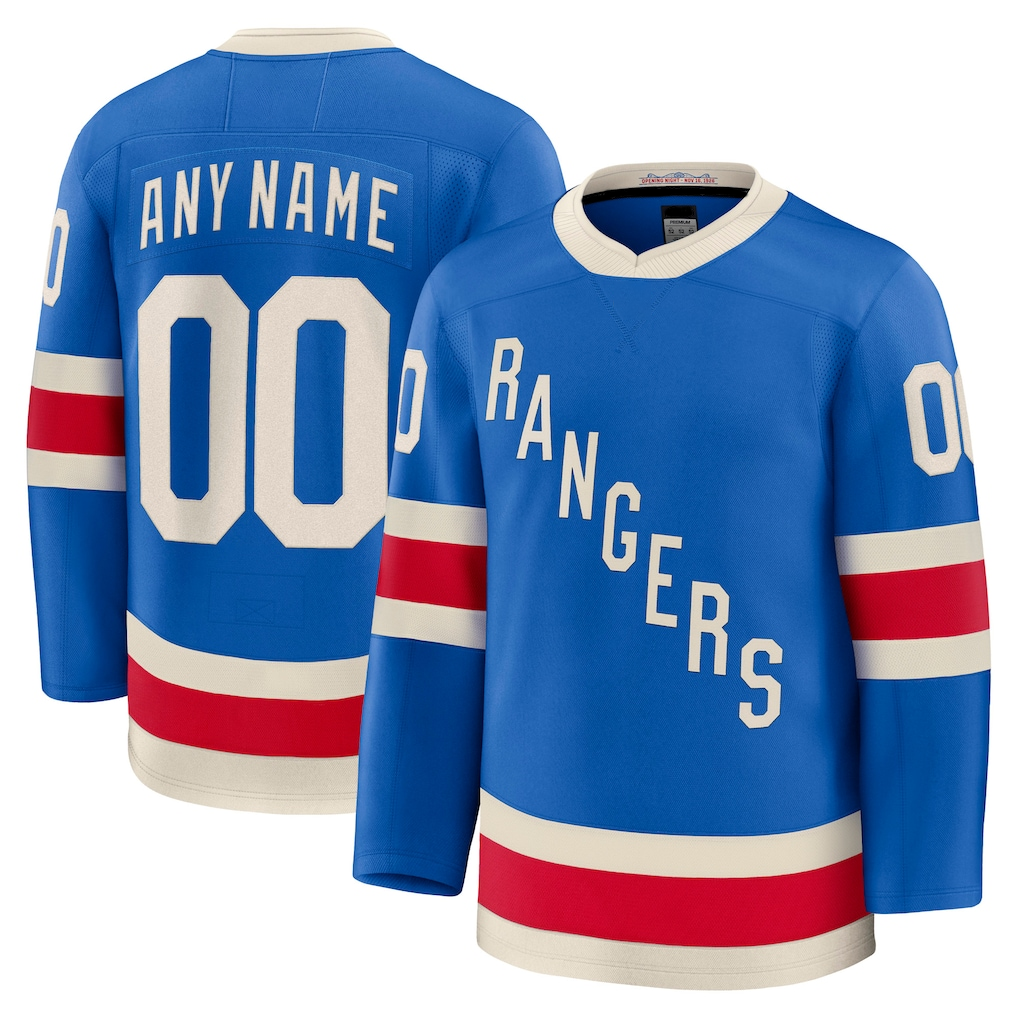 STECN Custom NY.Rangers Blue Centennial Premium Jerseys