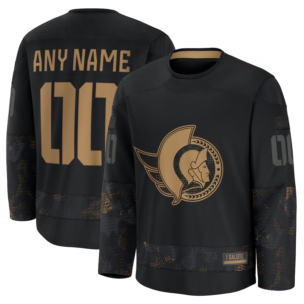 STECN Custom O.Senators Black 2024 Military Appreciation Practice Jerseys