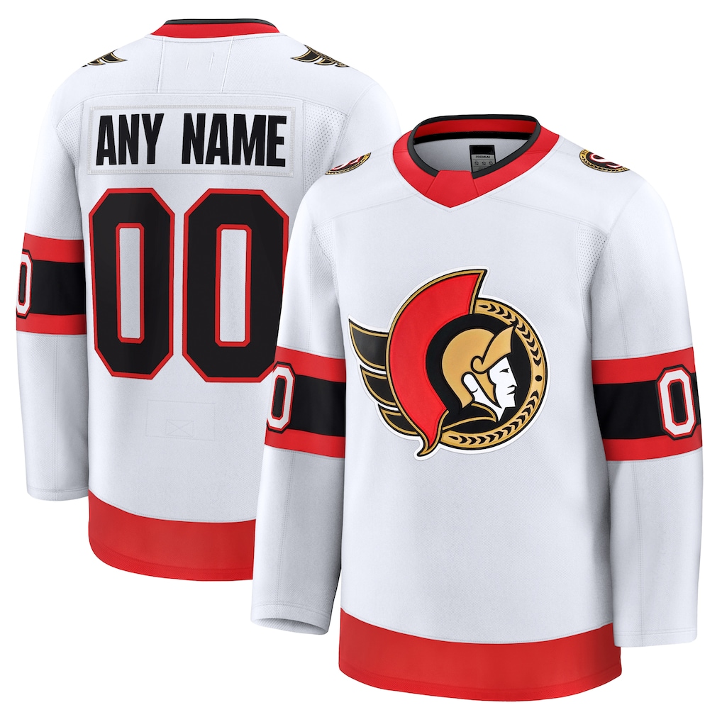 STECN Custom O.Senators White Away Premium Jerseys