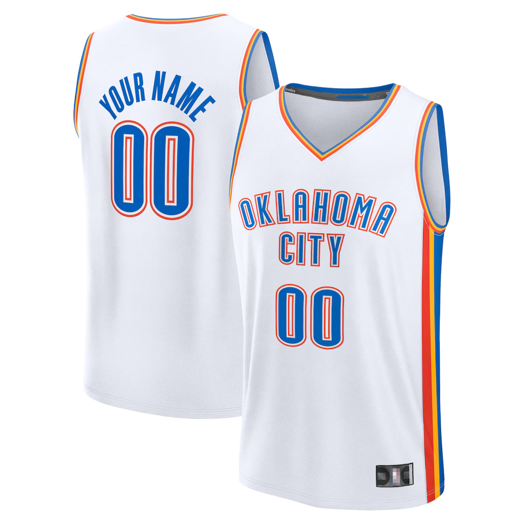STECN Custom OC.Thunder White Fast Break Stitched Jerseys- Association Edition