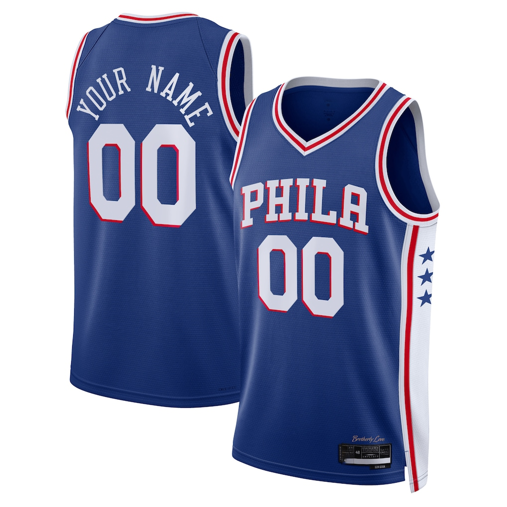 STECN Custom P.76ers Royal Authentic Jerseys - Icon Edition