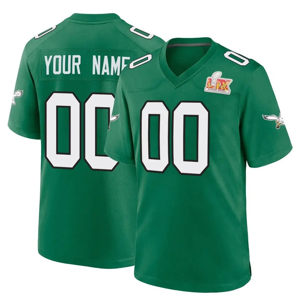 STECN Custom P.Eagles Green Kelly Alternate Super Bowl LIX Home Game Any Name & Numbers Stitched Jerseys