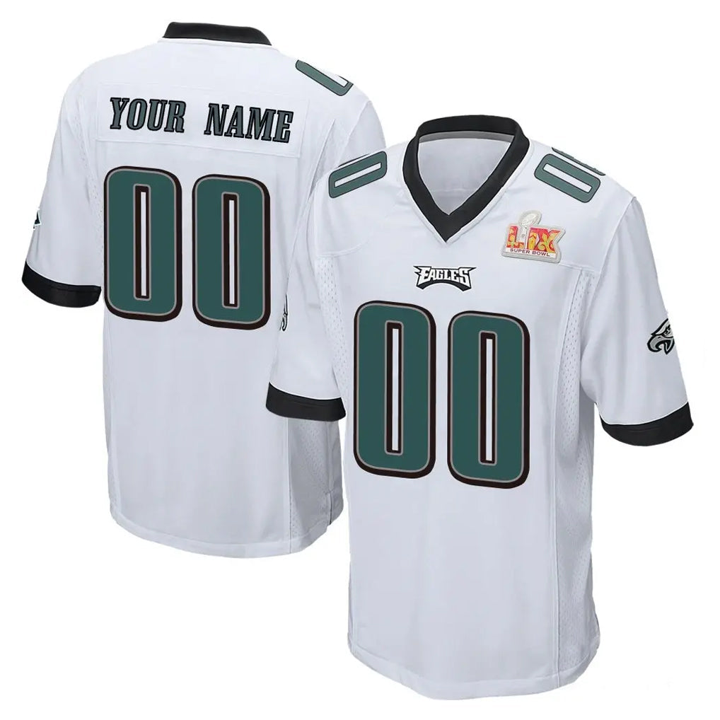 STECN Custom P.Eagles White Super Bowl LIX Home Game Any Name & Numbers Stitched Jerseys
