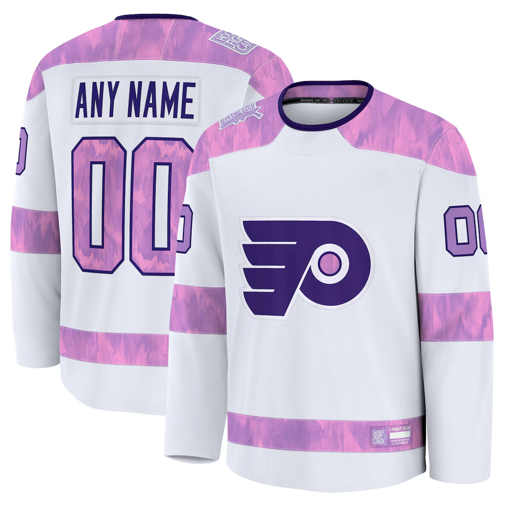 STECN Custom P.Flyers White 2024 Hockey Fights Cancer Practice Jerseys