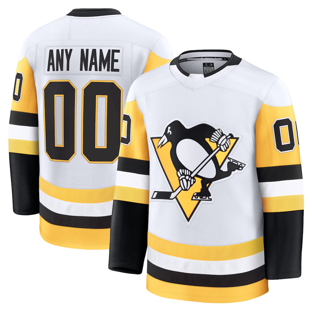 STECN Custom P.Penguins White Away Premium Jerseys