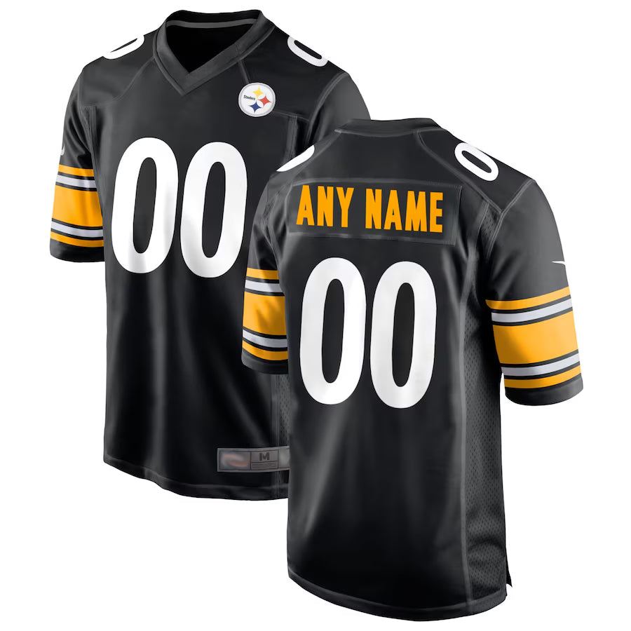 STECN Custom P.Steelers Black Home Game Stitched Jerseys