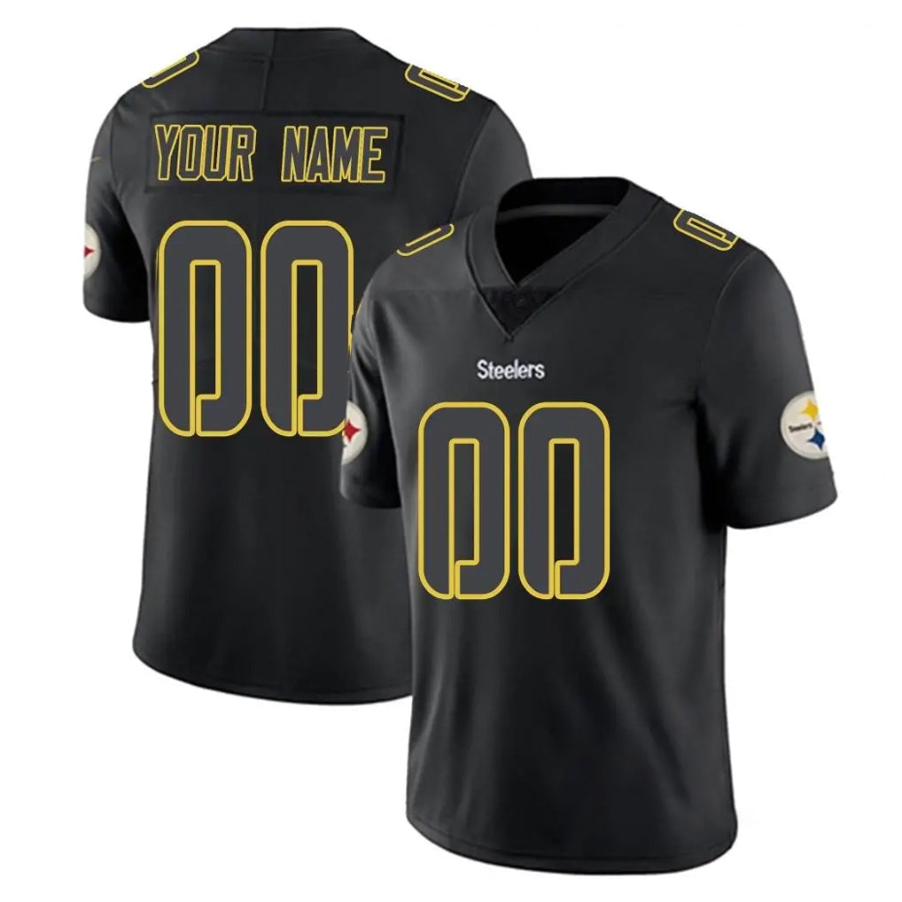 STECN Custom P.Steelers Black Impact Limited Home Game Any Name & Numbers Stitched Jerseys