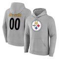 STECN Custom P.Steelers Gray LOGO Pullover Hoodies Limited Any Name & Numbers Stitched Jerseys