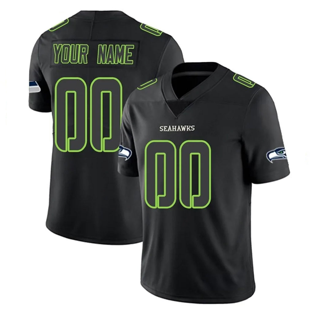 STECN Custom S.Seahawks Black Impact Limited Home Game Any Name & Numbers Stitched Jerseys